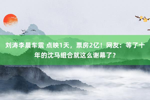 刘涛李晨车震 点映1天，票房2亿！网友：等了十年的沈马组合就这么谢幕了？