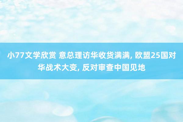 小77文学欣赏 意总理访华收货满满, 欧盟25国对华战术大变, 反对审查中国见地