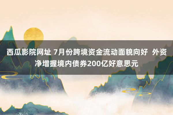 西瓜影院网址 7月份跨境资金流动面貌向好  外资净增握境内债券200亿好意思元