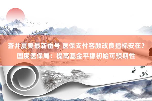 蒼井夏美最新番号 医保支付容颜改良指标安在？国度医保局：提高基金平稳初始可预期性